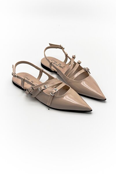 Shoebutik Бежевий Rugan Dalian - Жіночі балетки з трьома ремінцями