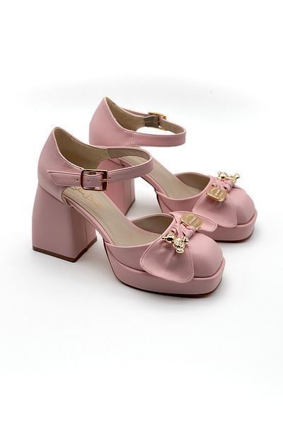 Shoebutik Pantofi Damă Platform Sky Powder Piele - Cataramă Ursuleț
