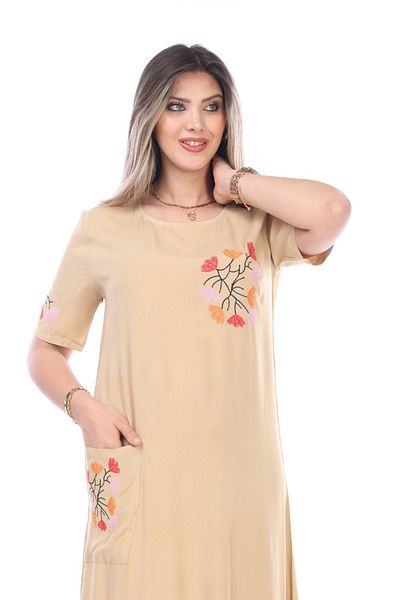 mervemoda Γυναικείο καλοκαιρινό κοντομάνικο υφαντό φόρεμα