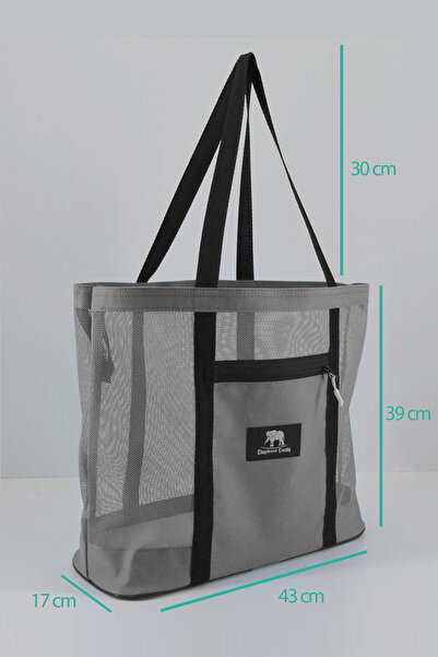 ELEPHANT ÇANTA Mesh Beach Bag with Pockets - Red, Quick Dry, Large Internal Volume, Durable and Lightweight