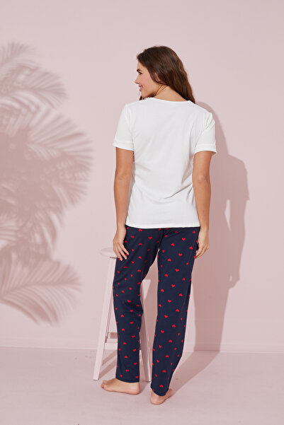 Siyah İnci Colorful Cotton Knitted Pajama Set