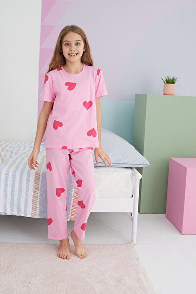 Siyah İnci çok renkli Pamuklu Örme Pijama Takım