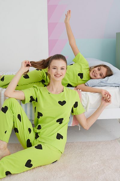 Siyah İnci Colorful Cotton Knitted Pajama Set