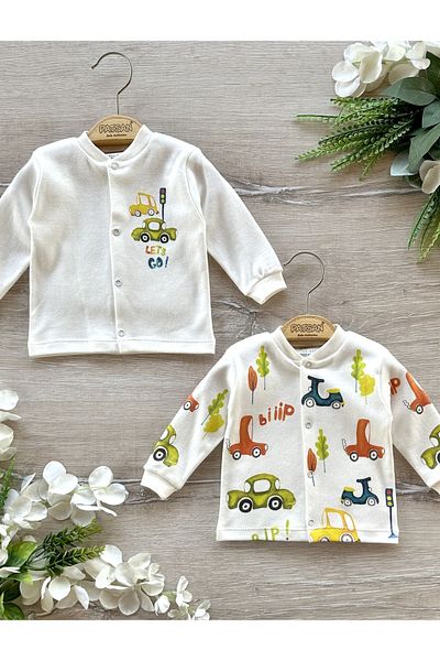 PATSAN 2-Piece Organic Cotton Baby Top Cardigan Set Cars