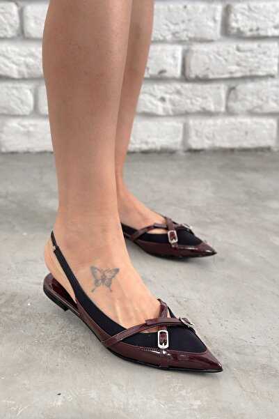 Shoebutik Бордовий Rugan Guzman Жіночі балетки з подвійною застібкою