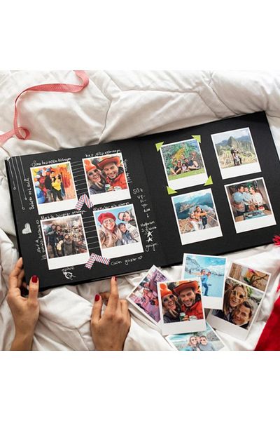 Dijital Dünyası LOVE Patterned 30x30 Large Size Memory Book (20 Pages-40 Sheets)&White Pen&Sticker Gift