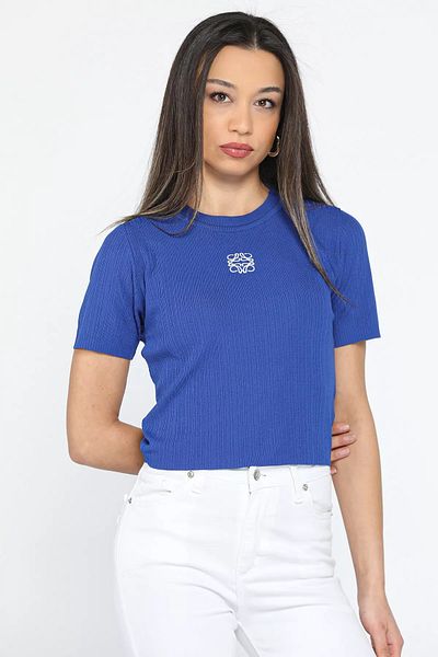 GÜLSELİ Γυναικεία μπλούζα με κέντημα Lycra Crew Neck - Sax Blue