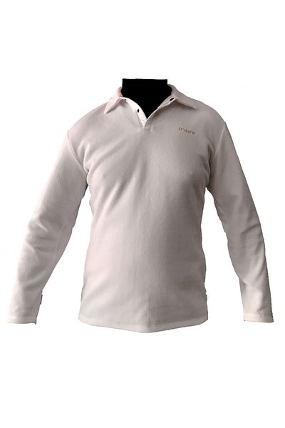 OSTORM Luca White Polo Collar Fleece Sweatshirt - 100% Polyester