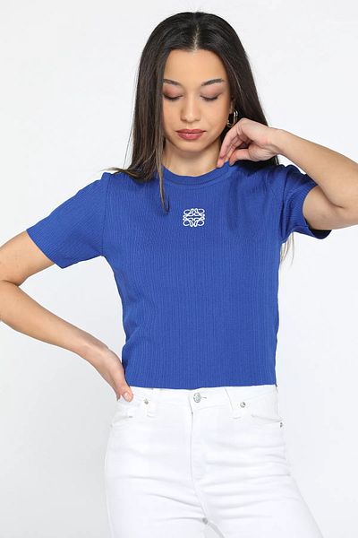 GÜLSELİ Γυναικεία μπλούζα με κέντημα Lycra Crew Neck - Sax Blue