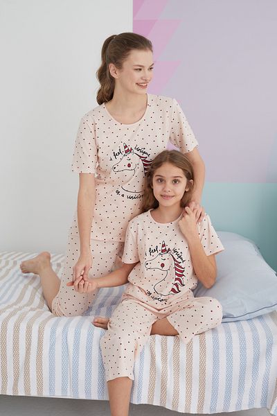 Siyah İnci Cotton Knitted Capri - Multicolored Set
