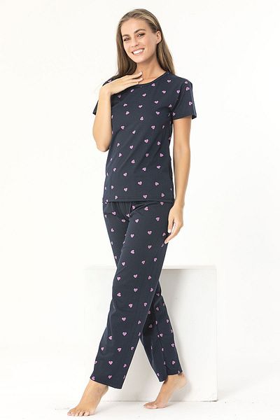 Sude HOMEWEAR sudehomewear set de pijamale cu mânecă scurtă cu model de inimă