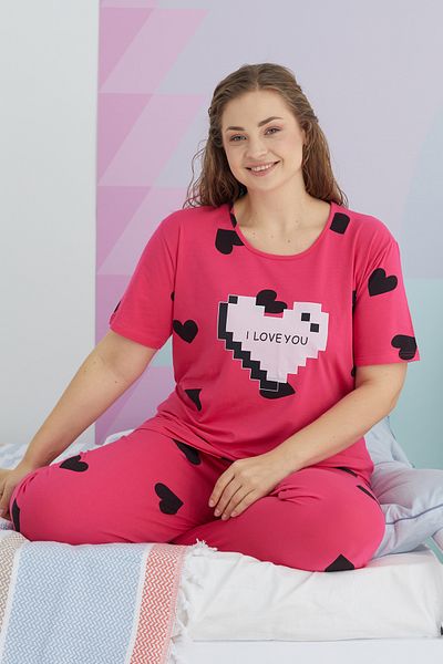 Siyah İnci Set de pijamale tricotate din bumbac de marime mari - curba multicolora