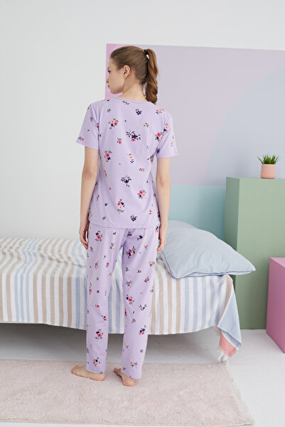Siyah İnci Colorful Cotton Knitted Pajama Set