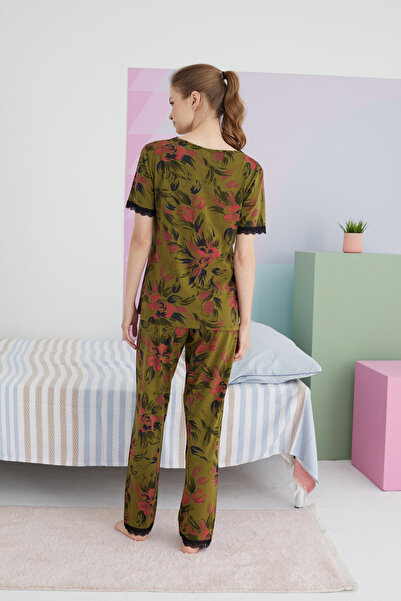 Siyah İnci Colorful Cotton Knitted Pajama Set