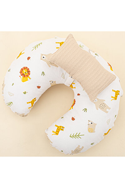 Yunikobaby Lion Brand Muslin Covered Pillow - Milk Coffee Knit, Small Pillow