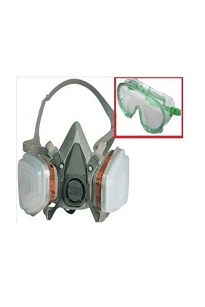 3M 6200 Full Takım Gaz Maskesi Orta Boy + Gözlük