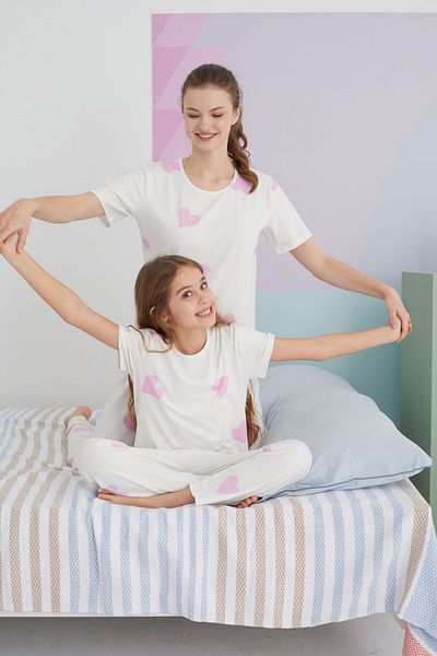 Siyah İnci Colorful Cotton Knitted Pajama Set