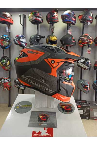 MT Helmets Street Fighter Totem B4 Mat Turuncu Modüler Çene Kask