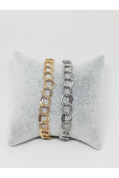 Kusakli 2'li Çift Burgu Zincir Bileklik Seti