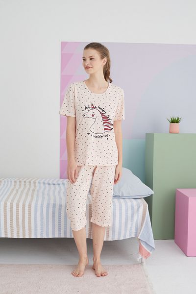 Siyah İnci Cotton Knitted Capri - Multicolored Set