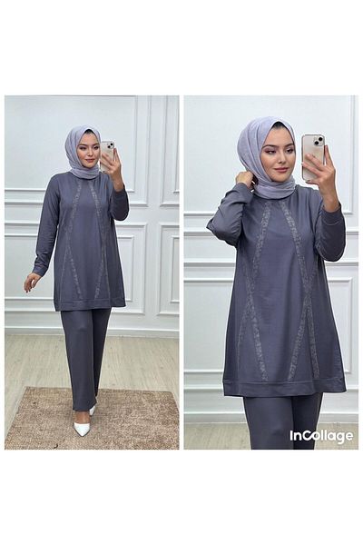 Elele Σετ ριγέ κοστουμιών Plus Size - Σετ κάτω και επάνω