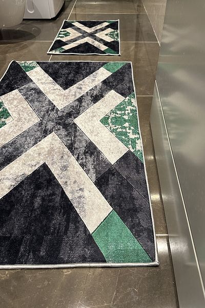 CENTER AVM Πράσινο σετ μπάνιου που απορροφά το νερό, διπλό πλένεται στο πλυντήριο