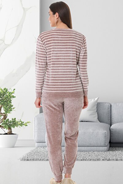 Bella Linda Nakışlı Modal Kadife Kadın Pijama Takımı