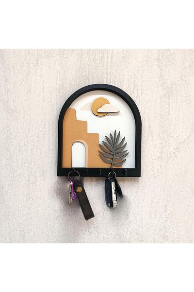 CajuArt Aesthetic Architectural Design - Abstract Pastel, Dimensional Wall Hanging Keychain