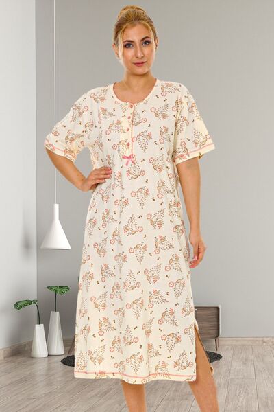 Bella Linda Pamuklu Klasik Anne Gecelik