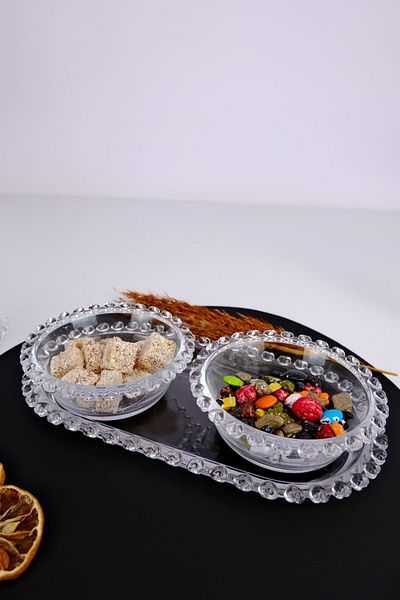 Digithome 25 Cm Heart Beaded 3 Piece Presentation Cookie Holder - SUR-11 C320.049