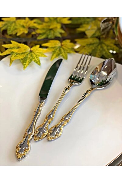 Nehir 72 Piece Adriana Plain Gold Cardboard Boxed Cutlery Set