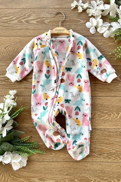 PATSAN Fleece Baby Girl Baby Sleeping Bag with Booties Flower Rabbit
