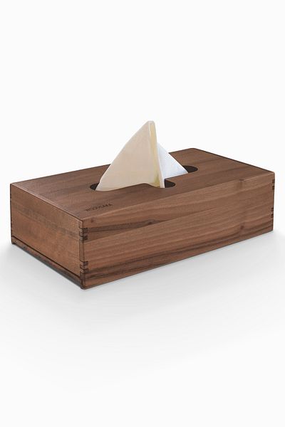 Woodsaka Reka Napkin Box - Sliding Lid - Walnut - 29.8cm X 14.8cm X 7.5cm