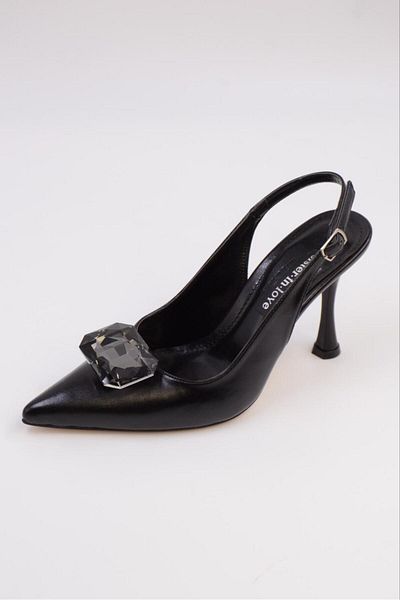 Sister in Love Laura Stone Detail Open Back Heeled Shoes