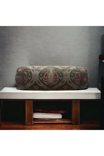 PİLLOWS STORE Lale Desenli Koyu Yeşil Sosis Kırlent 45cm*15cm (iç Silikon Dahil)