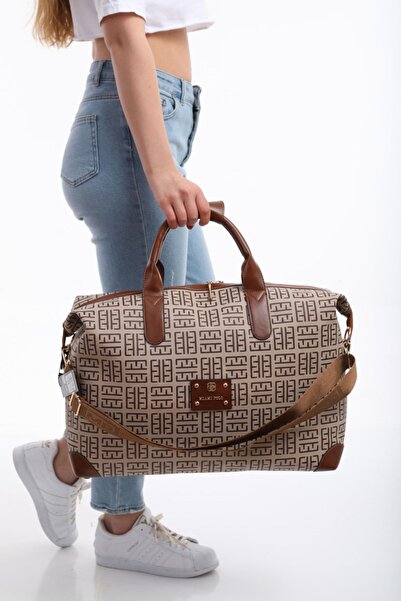 By Hakan Miami Polo 1203 Valiz Seyahat Tatil Bavulu El Çantası Vizon-taba-baskılı