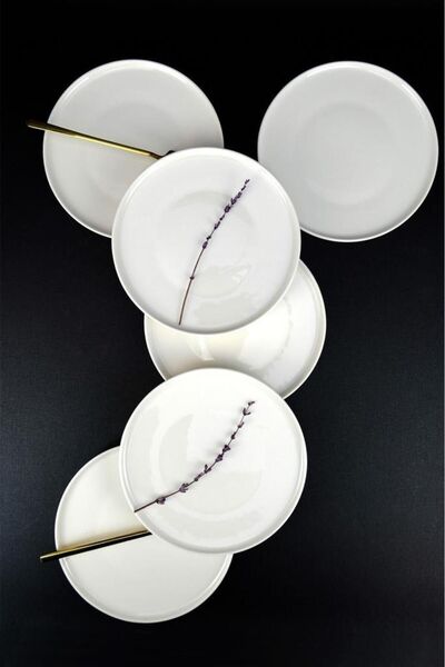 Digithome Elif 6’lı Porselen Pasta ve Sunum Tabağı Seti 21 Cm Krem - TL4052396 C320.003