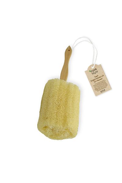 Organik Teyze Sevinç Auntie Natural Pumpkin Fiber Back Bag with Wooden Handle
