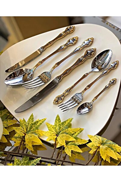 Nehir 72 Piece Adriana Plain Gold Cardboard Boxed Cutlery Set