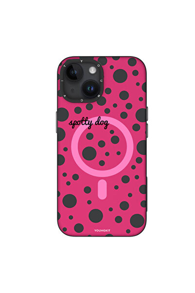 Youngkit iPhone 15 Uyumlu Kılıf Magsafe Şarj Özellikli Polka Dot Desenli Youn...
