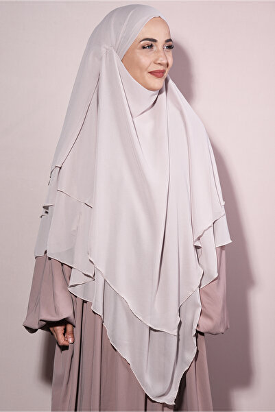 Ns nowascarf Sufle Khimar Peçeli Üç Katlı Şifon Şal Kum Beji