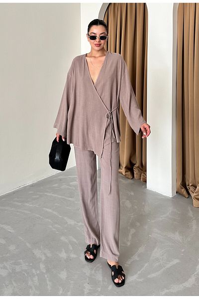 Laluvia Cotton Mink duplasoros kimonó és nadrág szett