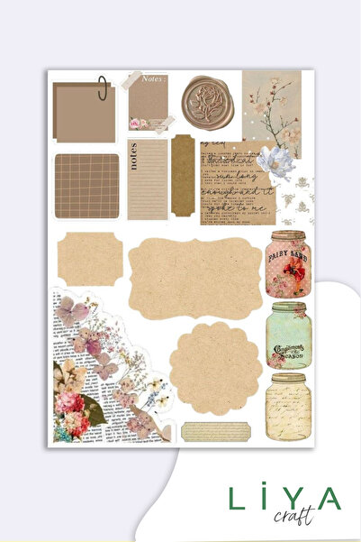 LiyaCraft Vintage Sticker Planner Ajanda Bullet Journal Için Uygun Set