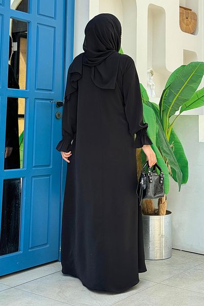 Bym Fashion Μαύρο φόρεμα με κορδόνι στο πλάι - 6017
