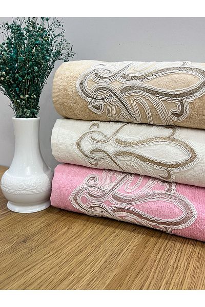 AYHANHOME Γαλλική δαντέλα 3 τεμαχίων προίκα - 50x90 βελούδινη πετσέτα χεριών και προσώπου