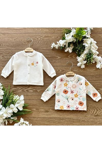 PATSAN Organic Cotton 2-Piece Baby Top Cardigan Set Flower