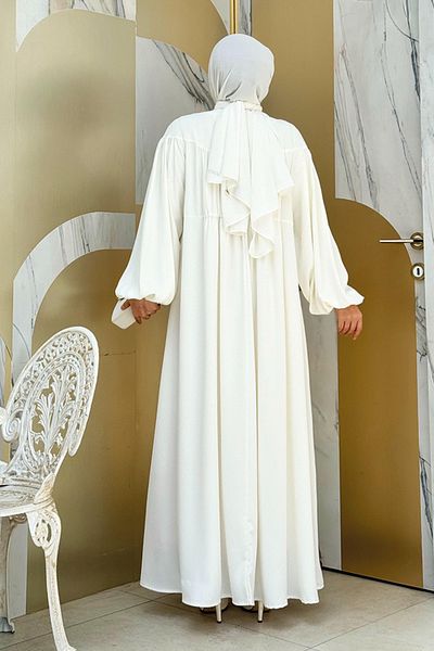 Bym Fashion Ecru 6016 Model Heart Robe Dress