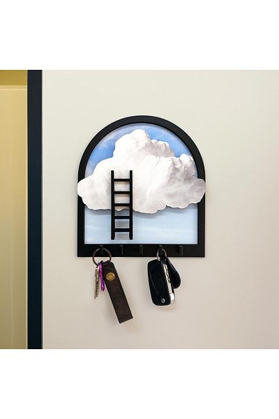 CajuArt Cloud Embossed Design Wall Keychain - Ladder Theme Hanger Decor