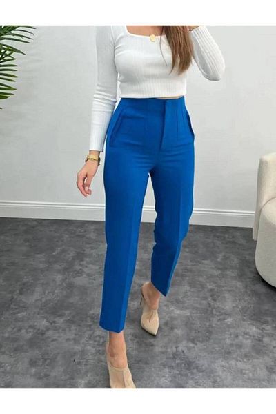Glorystore Women's Saks High Waist. Model Fabric Trousers