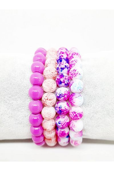 Kusakli Set of 4 Mixed Glass Beaded Bracelets